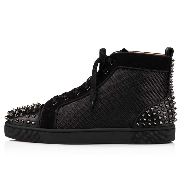 Christian Louboutin Lou Spikes 2 Bomulds Sneakers Sneakers Herre Sort | DK-96137