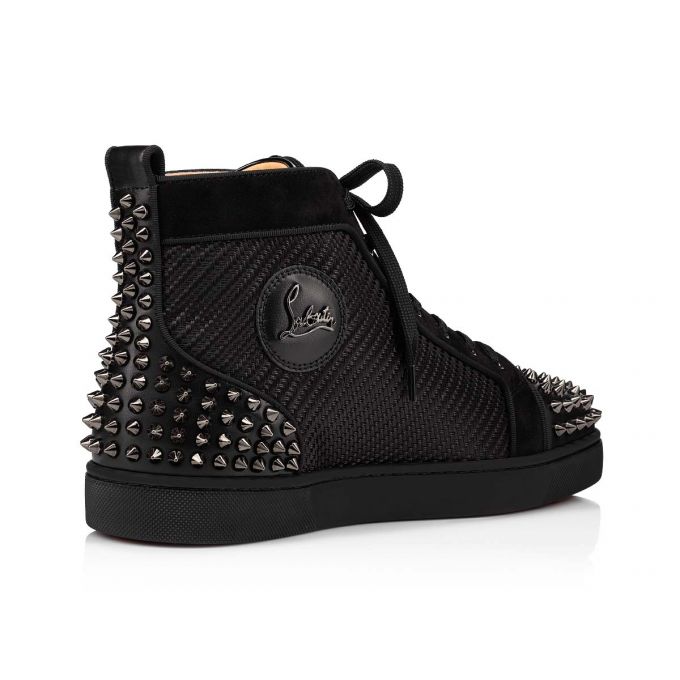 Christian Louboutin Lou Spikes 2 Bomulds Sneakers Sneakers Herre Sort | DK-96137