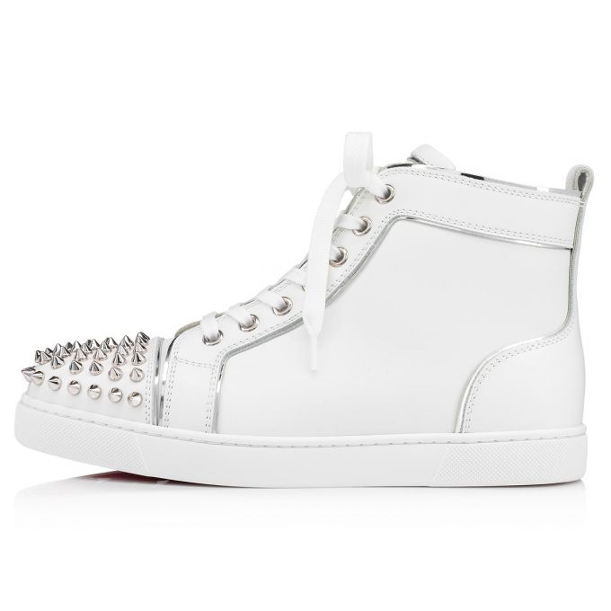 Christian Louboutin Lou Spikes Calf Sneakers Sneakers Dame Hvide Sølv | DK-43419