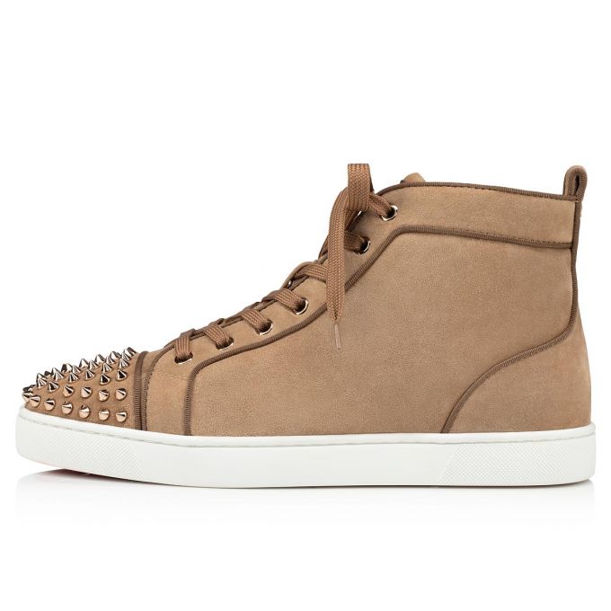 Christian Louboutin Lou Spikes Orla 000 Metal Veau Velours Sneakers Sneakers Herre Brune | DK-86541