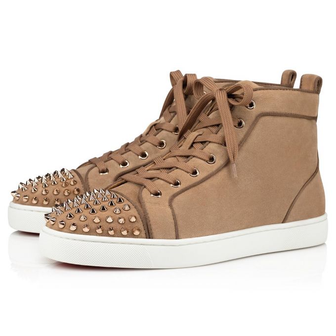 Christian Louboutin Lou Spikes Orla 000 Metal Veau Velours Sneakers Sneakers Herre Brune | DK-86541