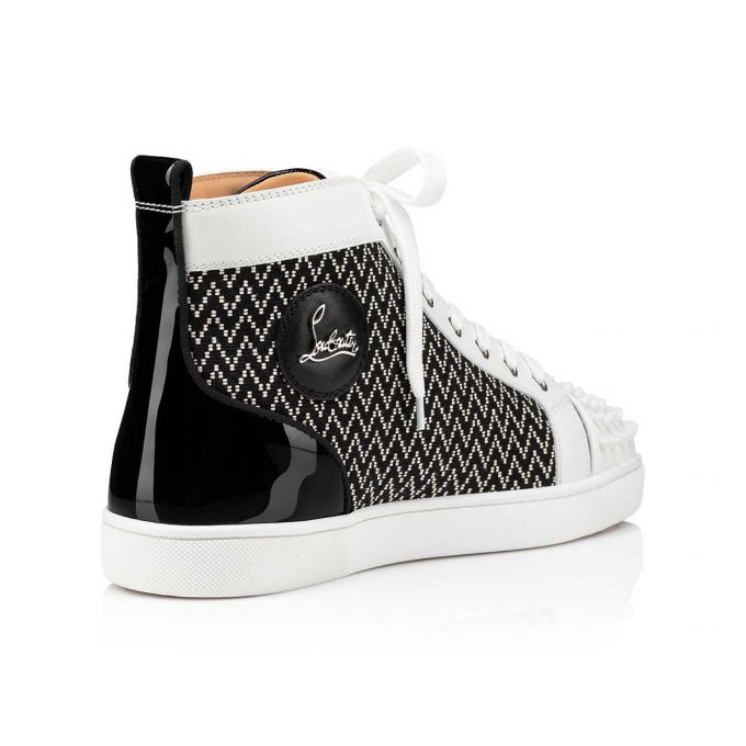 Christian Louboutin Lou Spikes Orlato Bomulds Sneakers Sneakers Herre Hvide Sort | DK-31353