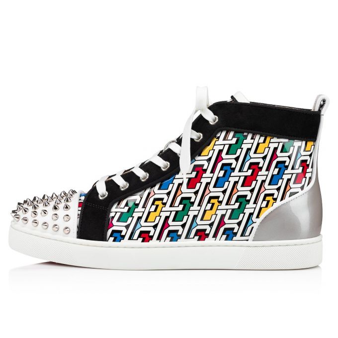 Christian Louboutin Lou Spikes Orlato Calf Sneakers Sneakers Herre Flerfarvede Sølv | DK-02211