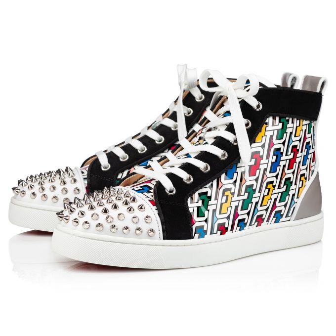 Christian Louboutin Lou Spikes Orlato Calf Sneakers Sneakers Herre Flerfarvede Sølv | DK-02211