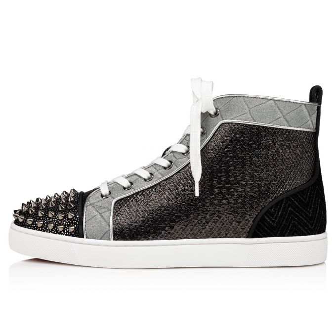 Christian Louboutin Lou Spikes Orlato Creative Fabric Sneakers Sneakers Herre Sort Sølv | DK-35857