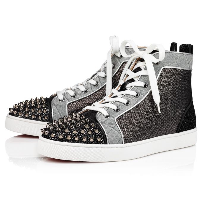 Christian Louboutin Lou Spikes Orlato Creative Fabric Sneakers Sneakers Herre Sort Sølv | DK-35857