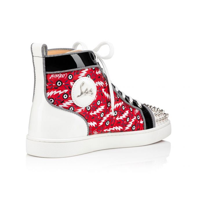 Christian Louboutin Lou Spikes Orlato Version Creative Fabric Sneakers Sneakers Herre Rød | DK-12614