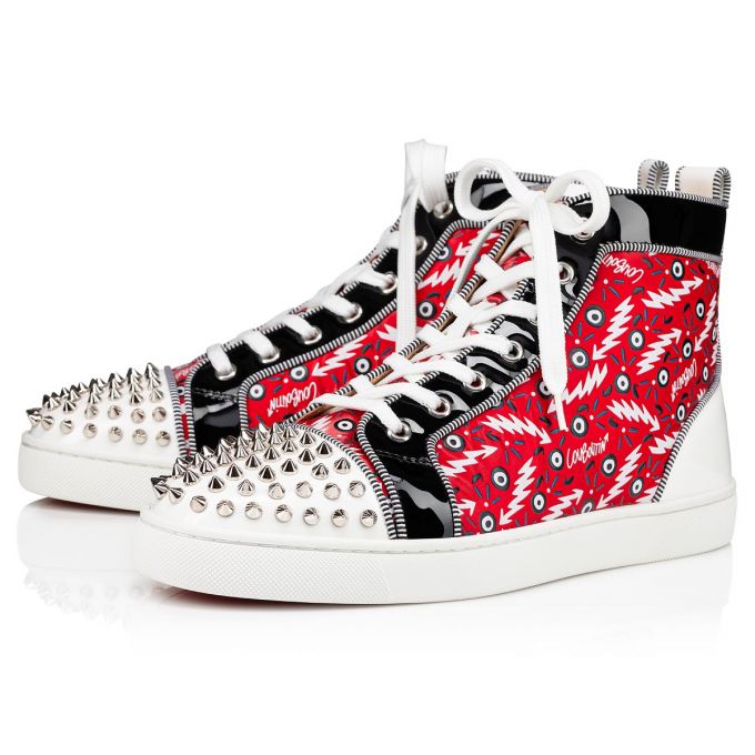 Christian Louboutin Lou Spikes Orlato Version Creative Fabric Sneakers Sneakers Herre Rød | DK-12614