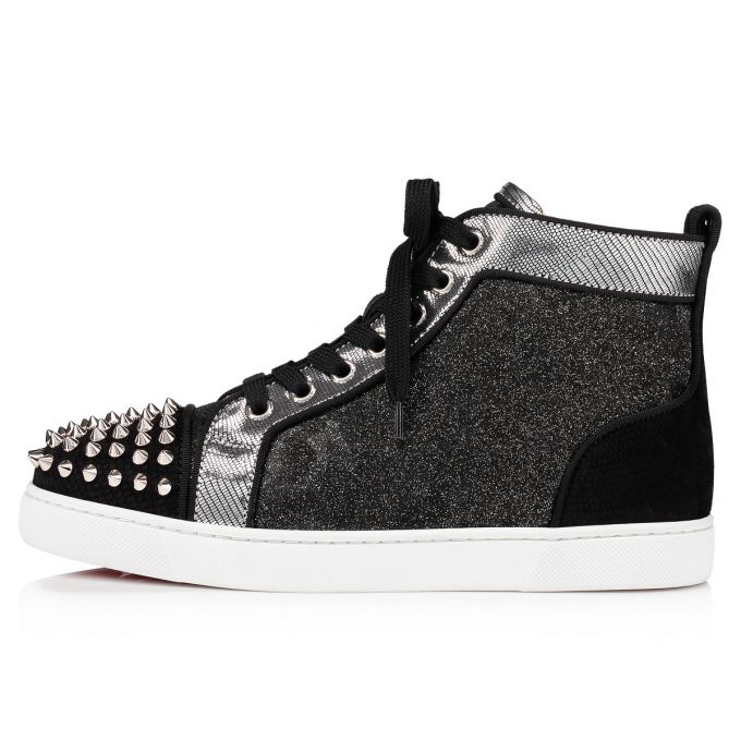 Christian Louboutin Lou Spikes Orlato Version Veau Velours Sneakers Sneakers Dame Sort | DK-14070