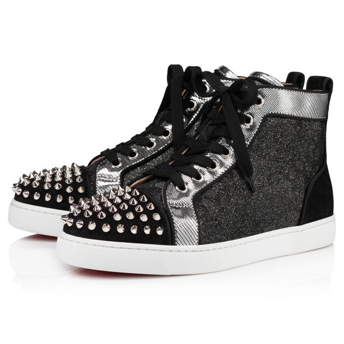 Christian Louboutin Lou Spikes Orlato Version Veau Velours Sneakers Sneakers Dame Sort | DK-14070