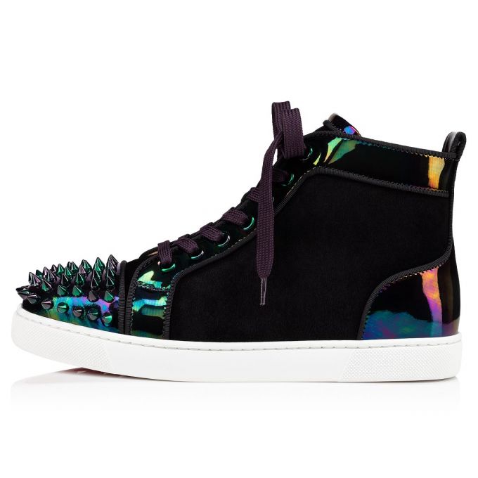 Christian Louboutin Lou Spikes Version Veau Velours Sneakers Sneakers Dame Sort | DK-57458