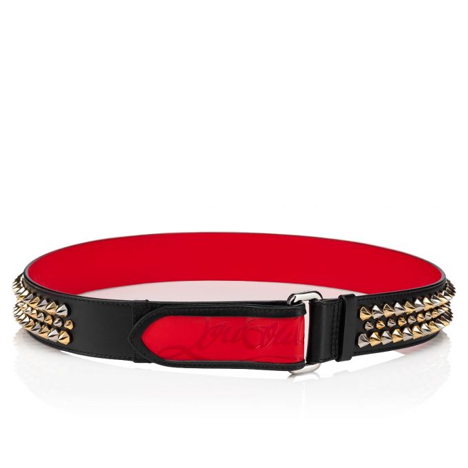 Christian Louboutin Loubi Belt Classic Læder Belts Bælter Herre Sort Rød Flerfarvede | DK-55635