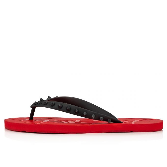 Christian Louboutin Loubi Flip 000 Pvc Sandals Espadrilles & Sandals Herre Sort Rød | DK-03817