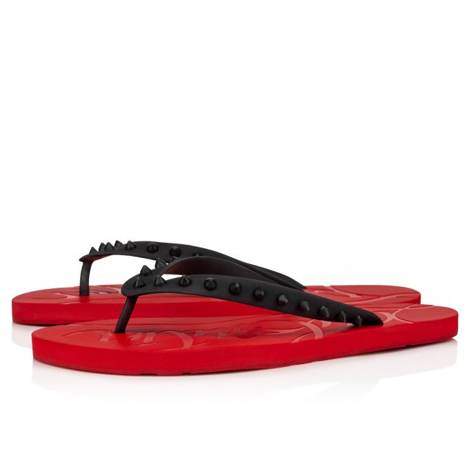 Christian Louboutin Loubi Flip 000 Pvc Sandals Espadrilles & Sandals Herre Sort Rød | DK-03817