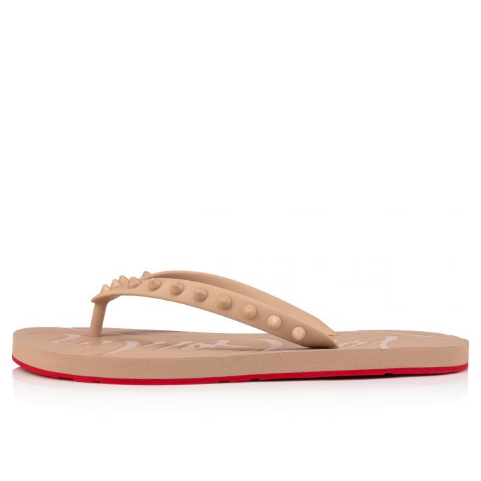 Christian Louboutin Loubi Flip 1 Plastic Finish Flats Flats Dame Beige | DK-25320