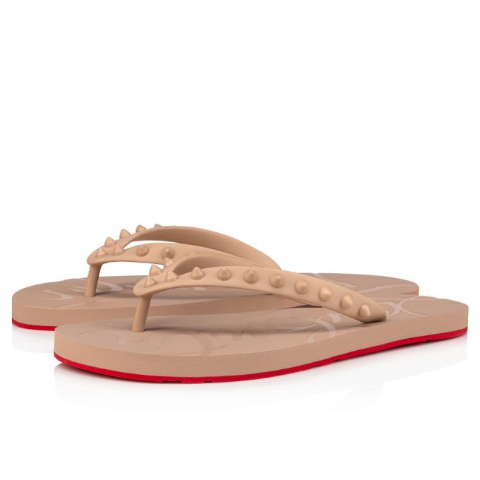 Christian Louboutin Loubi Flip 1 Plastic Finish Flats Flats Dame Beige | DK-25320