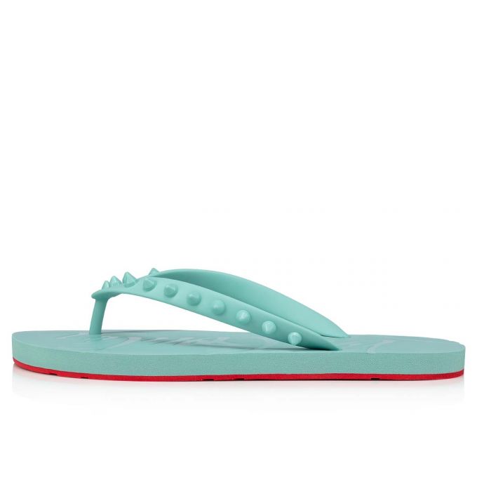 Christian Louboutin Loubi Flip Plastic Finish Flats Flats Dame Lyseblå | DK-21838