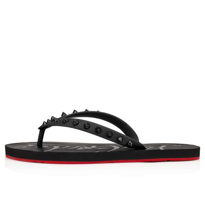 Christian Louboutin Loubi Flip Plastic Finish Flats Flats Dame Sort | DK-26302