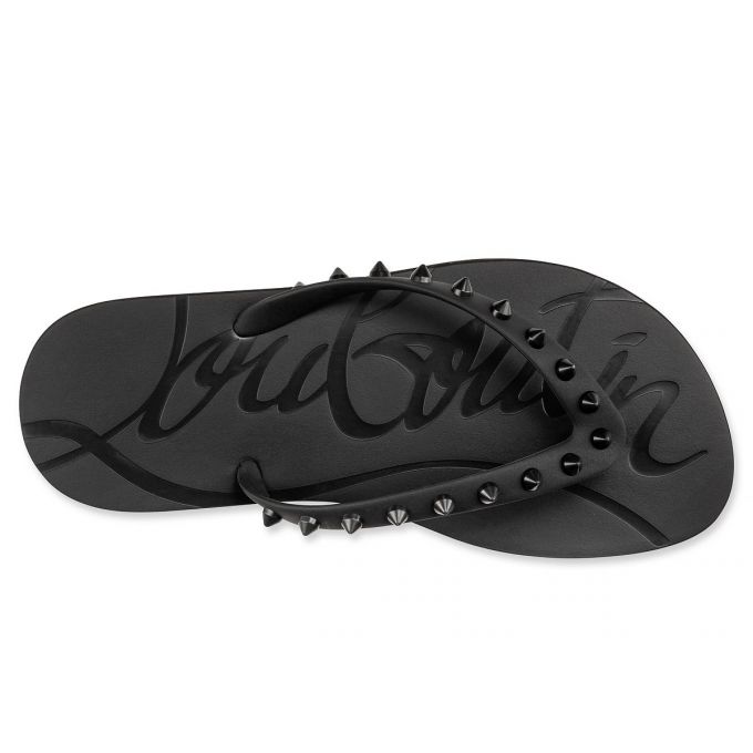 Christian Louboutin Loubi Flip Plastic Finish Flats Flats Dame Sort | DK-26302