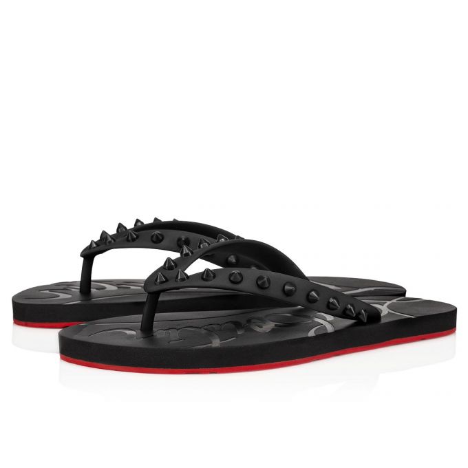 Christian Louboutin Loubi Flip Plastic Finish Flats Flats Dame Sort | DK-26302