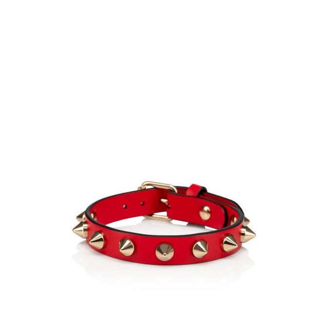 Christian Louboutin Loubilink Classic Læder Bracelets Bracelets Dame Rød Guld | DK-10879