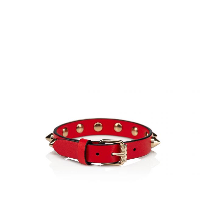 Christian Louboutin Loubilink Classic Læder Bracelets Bracelets Dame Rød Guld | DK-10879