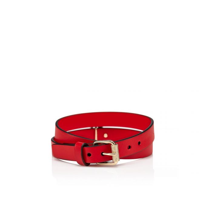 Christian Louboutin Loubilink Classic Læder Bracelets Bracelets Dame Rød Guld | DK-59784