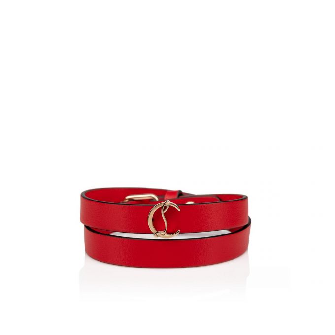 Christian Louboutin Loubilink Classic Læder Bracelets Bracelets Dame Rød Guld | DK-59784