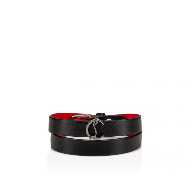 Christian Louboutin Loubilink Logo Bracelet Double Classic Læder Bracelets Bracelets Dame Sort | DK-79676