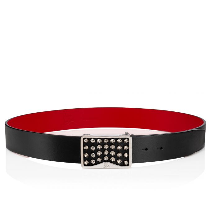 Christian Louboutin Louis Belt 35 Classic Læder Belts Bælter Herre Sort Sølv | DK-73980