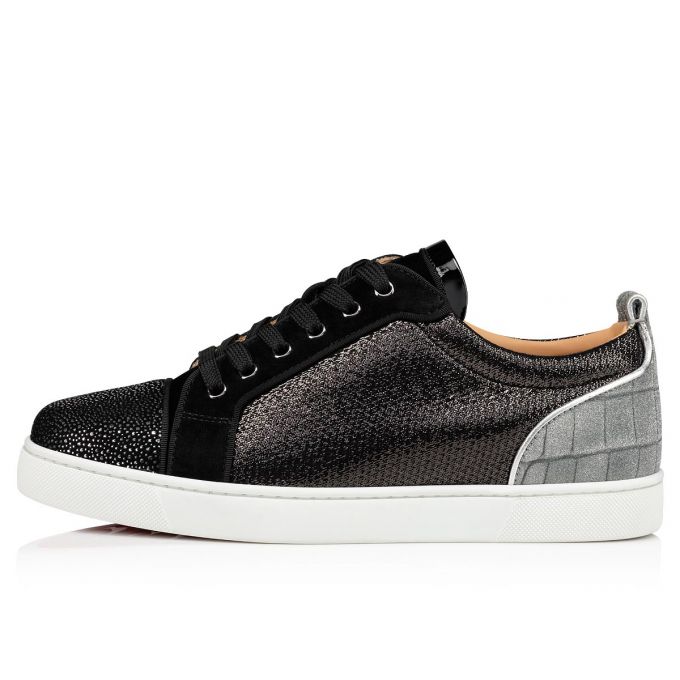 Christian Louboutin Louis Junior Orlato Creative Læder Sneakers Sneakers Herre Sort Sølv | DK-28073