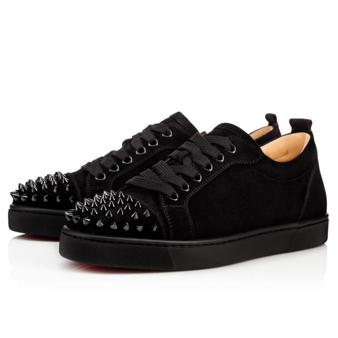 Christian Louboutin Louis Junior Sp 000 Veau Velours Sneakers Sneakers Dame Sort | DK-05567