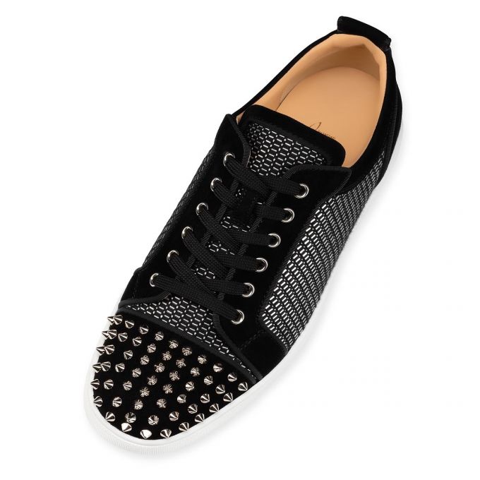 Christian Louboutin Louis Junior Spikes Orlato Bomulds Sneakers Sneakers Herre Sort Sølv | DK-48296