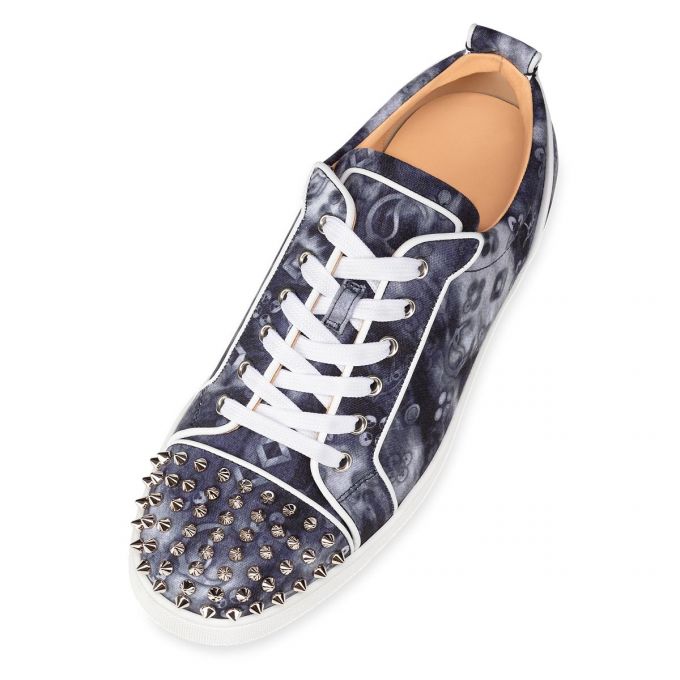 Christian Louboutin Louis Junior Spikes Orlato Bomulds Sneakers Sneakers Herre Flerfarvede Sølv | DK-94487