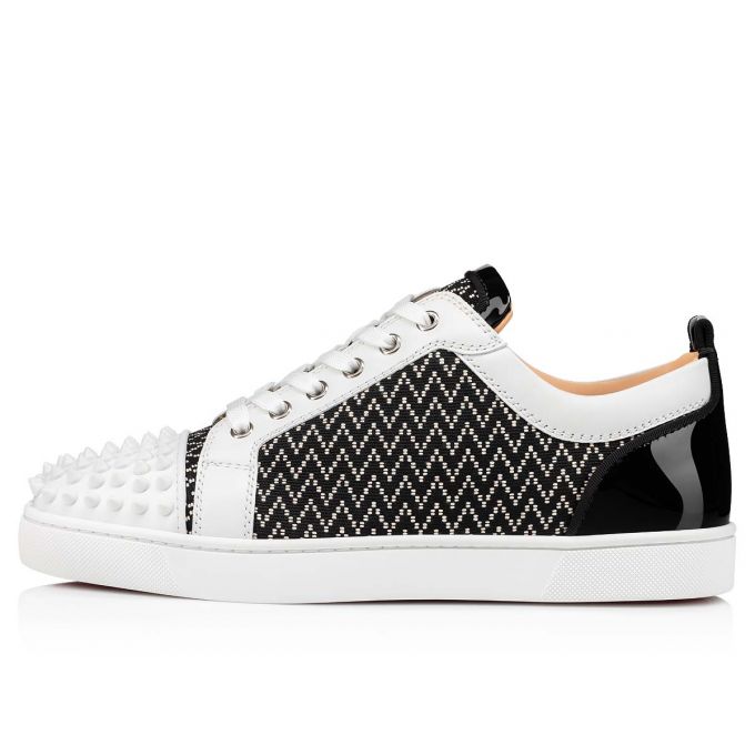 Christian Louboutin Louis Junior Spikes Orlato Bomulds Sneakers Sneakers Herre Hvide Sort | DK-96820