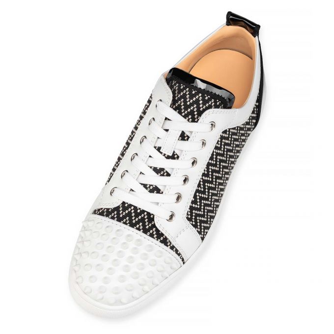 Christian Louboutin Louis Junior Spikes Orlato Bomulds Sneakers Sneakers Herre Hvide Sort | DK-96820