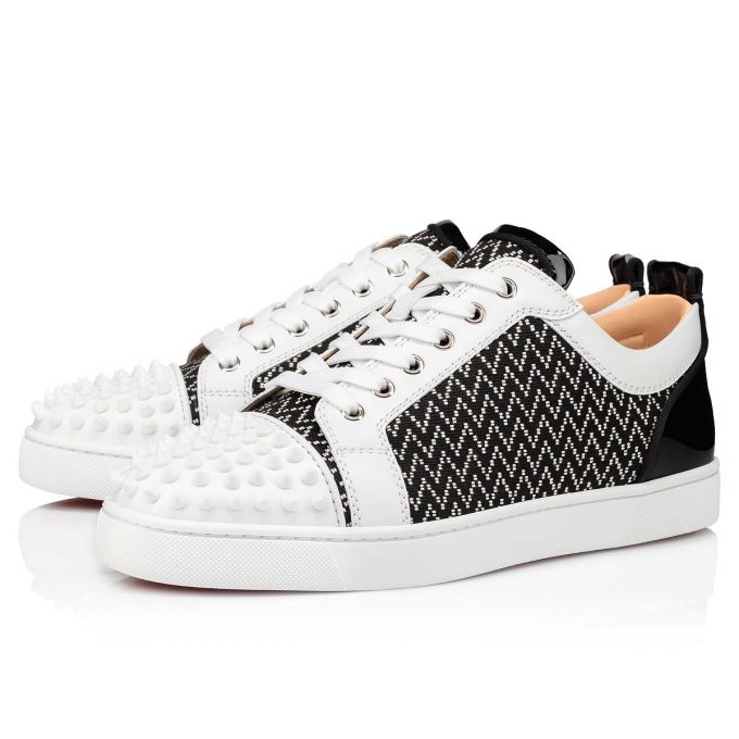 Christian Louboutin Louis Junior Spikes Orlato Bomulds Sneakers Sneakers Herre Hvide Sort | DK-96820