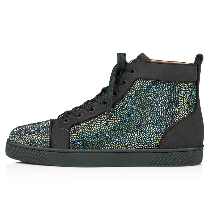 Christian Louboutin Louis Orlato 000 Tsar/Cry Irid Green Strass Sneakers Sneakers Herre Mørkegrå Flerfarvede | DK-70271