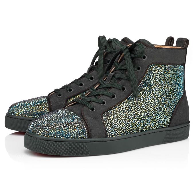 Christian Louboutin Louis Orlato 000 Tsar/Cry Irid Green Strass Sneakers Sneakers Herre Mørkegrå Flerfarvede | DK-70271