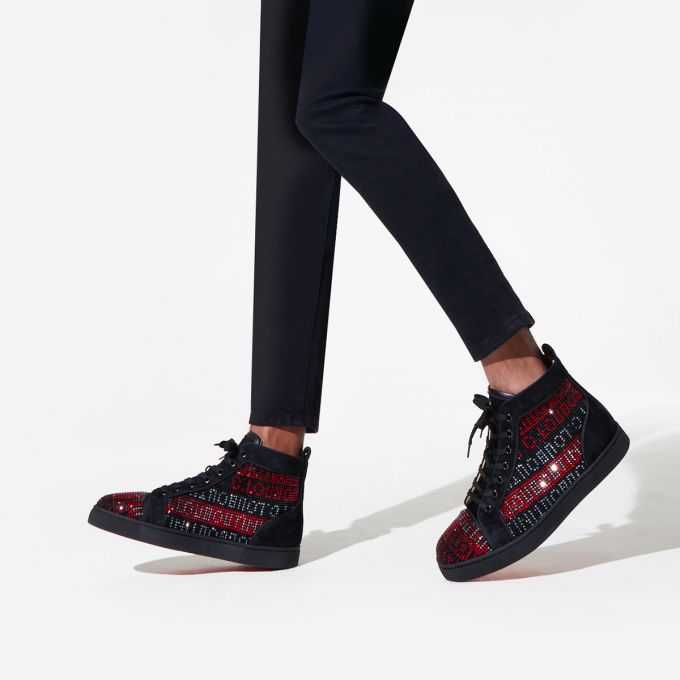 Christian Louboutin Louis Strass Sneakers Sneakers Herre Sort Flerfarvede | DK-19678