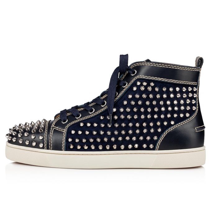 Christian Louboutin Louis Version Veau Velours Sneakers Sneakers Herre Dyb Blå Sølv | DK-44779