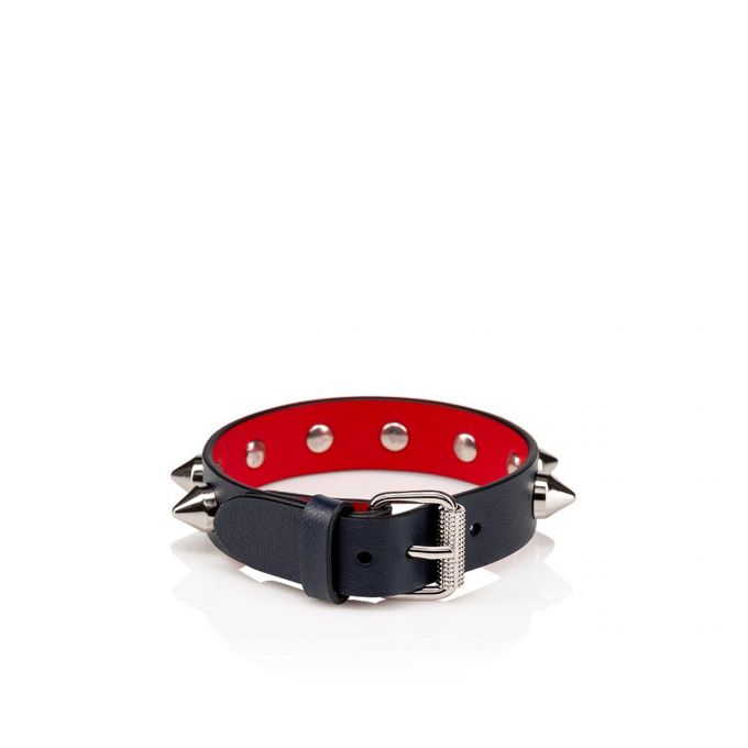 Christian Louboutin M Loubilink Bracelet 15 Calf P Bracelets Bracelets Herre Mørkeblå Sølv | DK-75114