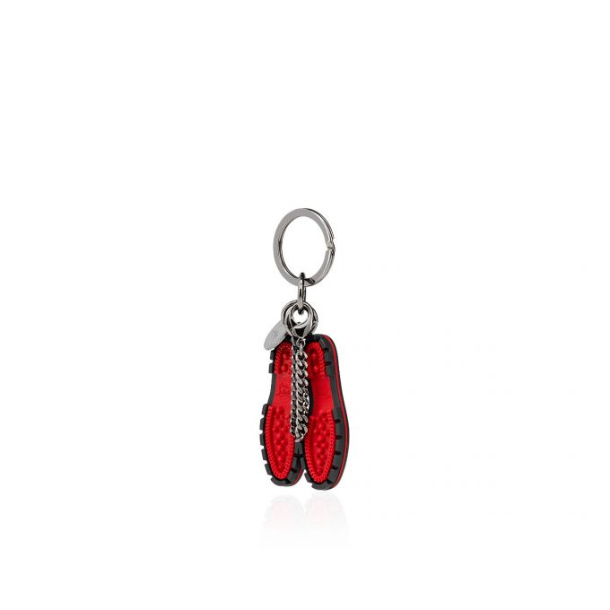 Christian Louboutin M Lug Sole Metallic Finish Keyrings Nøglering Herre Sort Rød | DK-07336