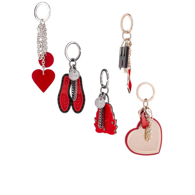 Christian Louboutin M Lug Sole Metallic Finish Keyrings Nøglering Herre Sort Rød | DK-07336