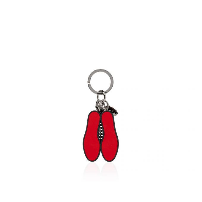 Christian Louboutin M Lug Sole Metallic Finish Keyrings Nøglering Herre Sort Rød | DK-07336