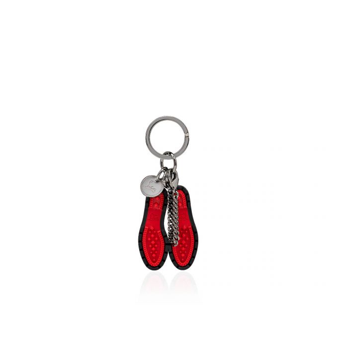 Christian Louboutin M Lug Sole Metallic Finish Keyrings Nøglering Herre Sort Rød | DK-07336