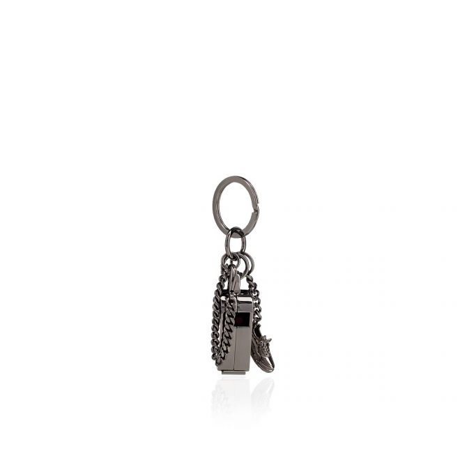 Christian Louboutin M Whistle Keyri Gunmetal Metallic Finish Keyrings Nøglering Dame Metal | DK-63143