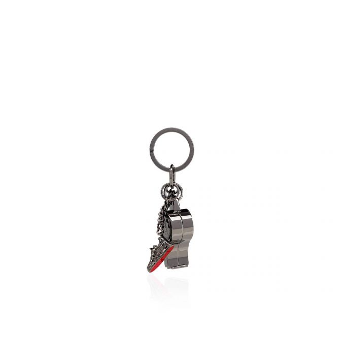 Christian Louboutin M Whistle Keyri Gunmetal Metallic Finish Keyrings Nøglering Dame Metal | DK-63143