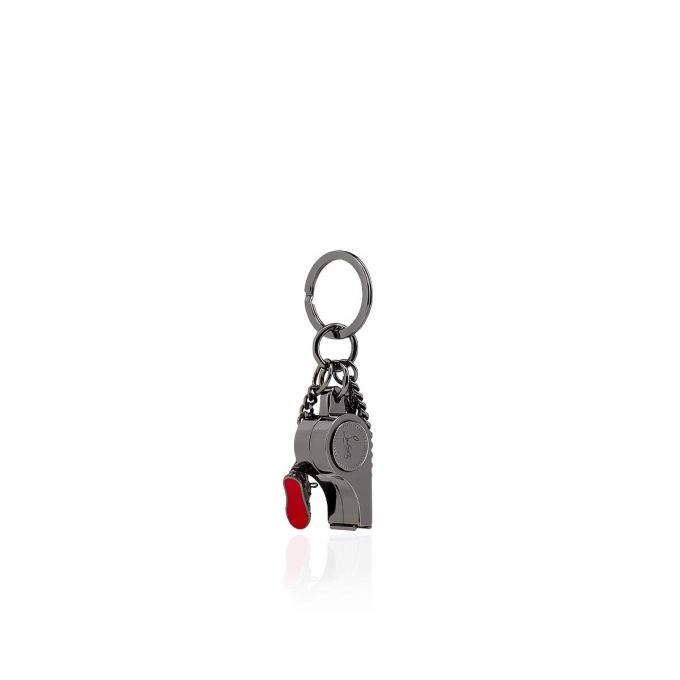 Christian Louboutin M Whistle Keyri Gunmetal Metallic Finish Keyrings Nøglering Dame Metal | DK-63143