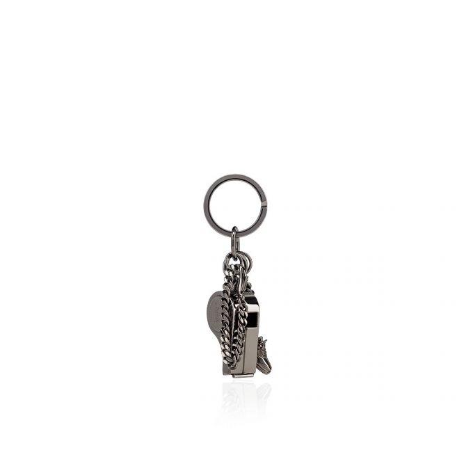 Christian Louboutin M Whistle Keyri Gunmetal Metallic Finish Keyrings Nøglering Dame Metal | DK-63143